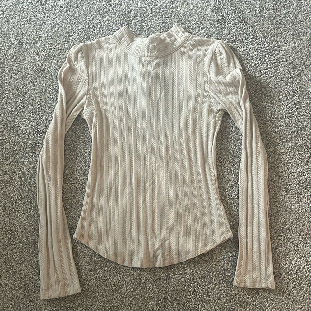 Free People Cream top with open back ribbon accent